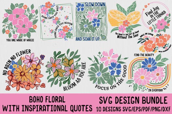 Review: Boho Floral Quotes SVG Bundle for Embroidery