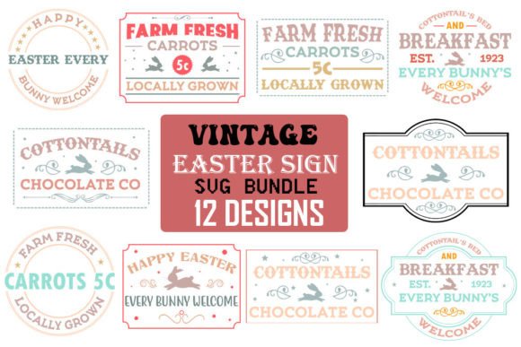 Vintage Easter Sign Svg Bundle